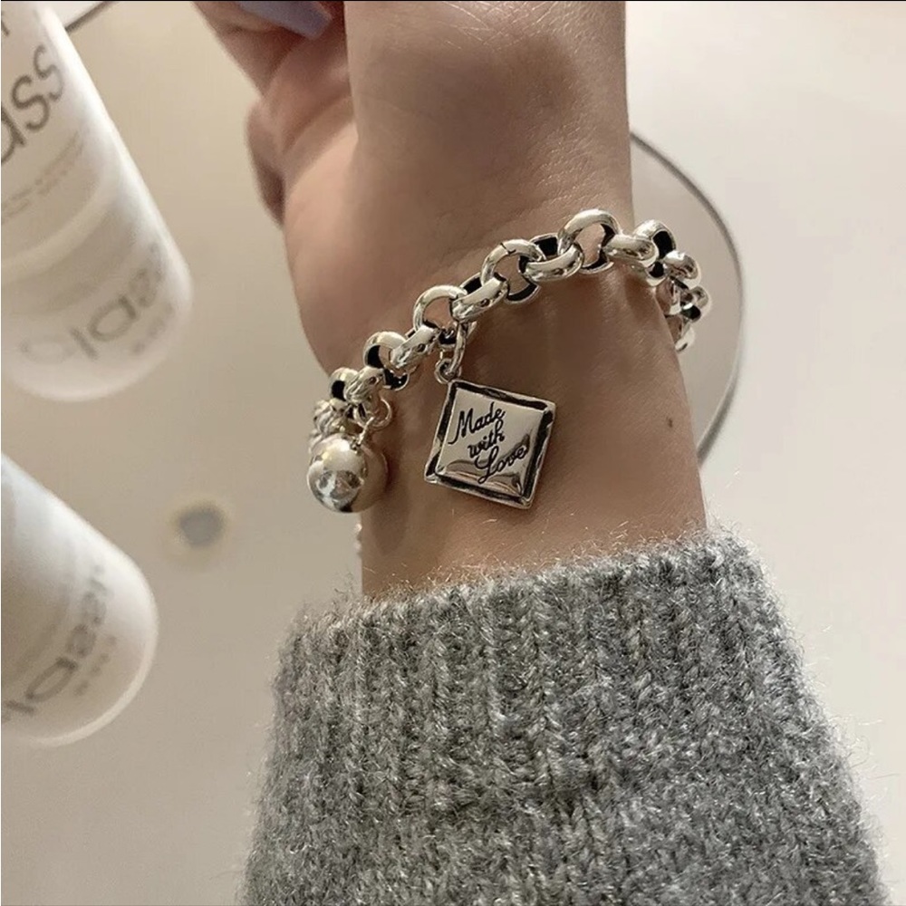 NEW ENGLISH SQUARE 925 STERLING SILVER BRACELET